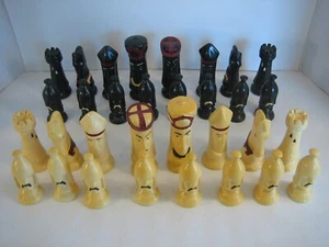 32 Pc Complete Set Duncan Mold Hand Painted Chess Set Pieces - Picture 1 of 14
