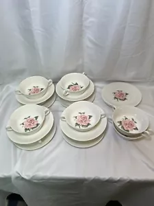 Theodore Haviland Regents Park Rose Cream Soup Cup And Saucer Set Of 10 - Picture 1 of 7