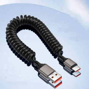 2Pcs USB C Fast Charging Cables Coiled Charger Cords Data Cable Type C for - Picture 1 of 6