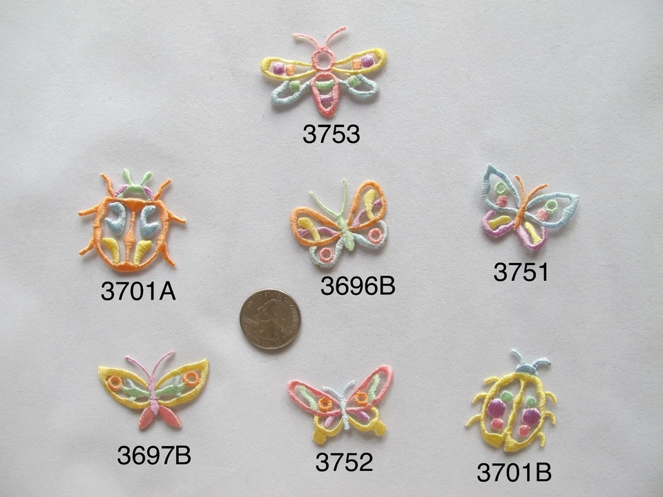Lot 2 Pcs Bee,Ladybug,Butterfly Embroidery Iron On Applique Patch - Image 1 of 1