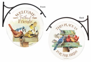 Letrero de lata de doble cara de Welcome Feathered Friends de Marjolein Bastin - Imagen 1 de 1