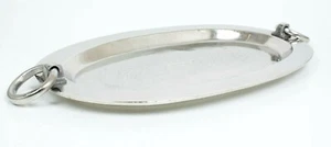 Alu Tablett mit Griff Dekotablett RAW Qualität Alu/Nickel Schale Platte L58 oval - Bild 1 von 3