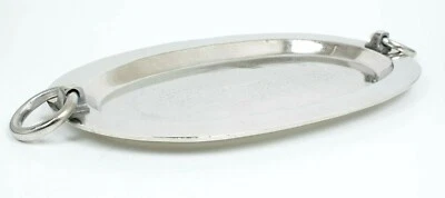 Alu Tablett mit Griff Dekotablett RAW Qualität Alu/Nickel Schale Platte L58 oval - Bild 1 von 3