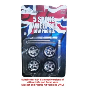 DDA 1/24 Scale Low Profile Chrome 5 Spoke Wheel Set - DDAW003 - Picture 1 of 1