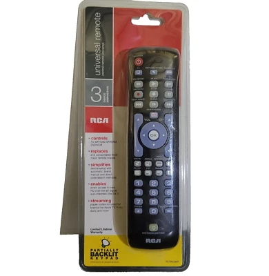 NIB RCA RCRN03BR 3-Device Universal Remote Control with Partially Backlit Keypad - Image 1 of 2