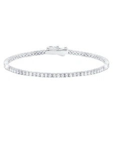 Authentic Crislu Silver Tennis Bracelet in Platinum (6.5 inches) - Picture 1 of 1