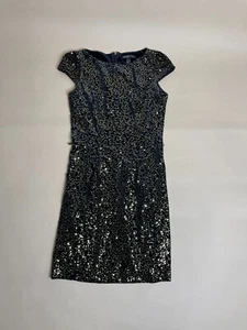 Mango Suit Black Gold Sequin Velvet Mini Dress Size S Elegant Any Occasion - Picture 1 of 8