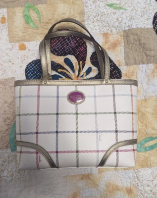 COACH Peyton Small Tattersall Plaid Tote F48586 Coated Canvas w/ Leather Trim - Image 1 of 4