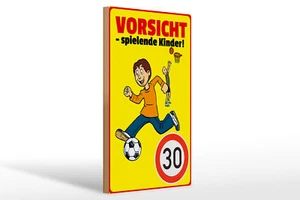 Holzschild Hinweis 20x30 cm Vorsicht spielende Kinder 30Kmh Schild wooden sign - Bild 1 von 5