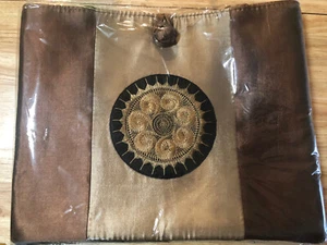 tote silk With Embroidery. Zipper Close With Fabric Latch. Fabric Handles. - Picture 1 of 5