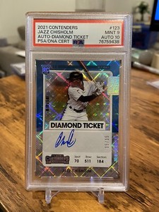 2021 Contenders Diamond Ticket - Jazz Chisholm Rookie Auto #/15 PSA 9 Auto 10 📈