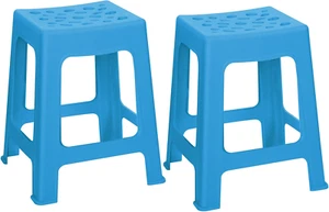 2 Pack Plastic Stools 16.9 Inch Blue Nesting Stools Portable Backless Bar Stool - Picture 1 of 7