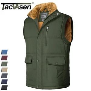 Men's Winter Insulated Vest Jacket Fleece Lined Warm Padded Sleeveless Work Coat - Picture 1 of 61