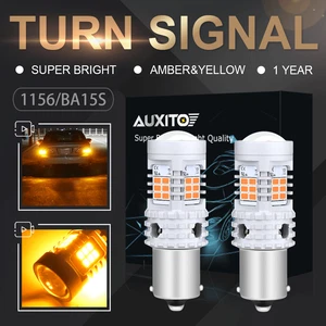 2X AUXITO CANBUS ERROR FREE BA15S P21W 7506 1156 Amber Car LED Turn Signal Light - Picture 1 of 10