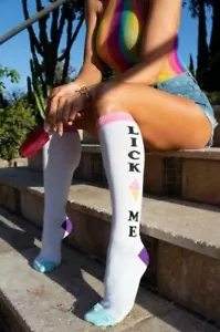 New Leg Avenue 5620 Knee High Lick Me Socks - Picture 1 of 3