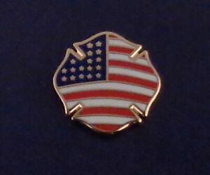 Croix maltaise épingle drapeau américain pompier FD
