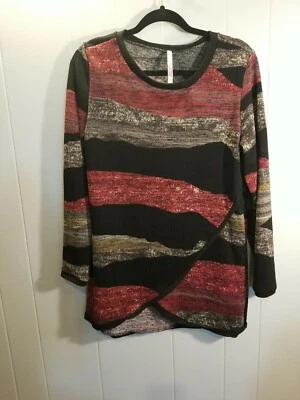 Suéter túnica Harmony WomansL (EE. UU.) negro multicolor arte cruzado para usar Foto 1 de 4
