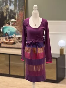 NWT Super Unique Modcloth Purple Multicolor Belted Sweater Dress, Size Medium - Picture 1 of 9