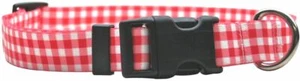 Yellow Dog Design Gingham Red Dog Collar Fits Neck 14 to 20", Medium 1" Wide - Picture 1 of 2