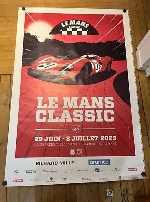 affiche Le mans Classic 118 x 175 Cm. voiture 2023 sport vintage 24h Pliure - Photo 1/2