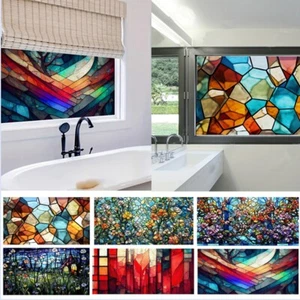 Stained Glass Window Film Static Cling Sticker Privacy Shower Door Home Decor - Picture 1 of 29