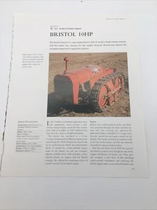 1933 Bristol 10 HP Vtg Tractor Frameable Article Pics Specifications Display - Picture 1 of 1
