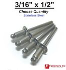 POP Rivets ALL Stainless Steel 6-8 3/16" x 1/2" Grip Range (Choose Quantity)