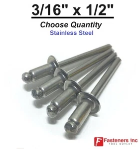 Remaches POP TODO acero inoxidable 6-8 3/16"" x 1/2"" rango de agarre (Elige la cantidad) - Imagen 1 de 8
