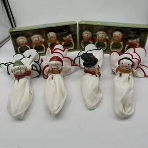 Holiday Nostalgia Snowman Napkin Ring Holder Ceramic 3” Christmas Lot-12 Rings - Picture 1 of 13