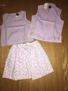NWT Girls GapKids 100% Cotton Purple Outfit Two Tops & One Skirt Size Small 6-7 - Picture 1 of 4