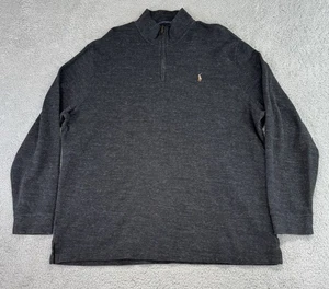 Polo Ralph Lauren Estate Rib Sweater Men's XXL Charcoal Quarter Zip Pullover - Picture 1 of 15