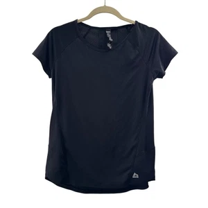 RBX Womens Black Short Sleeve Activewear Top S/P Polyester Reflective Accents - Picture 1 of 8