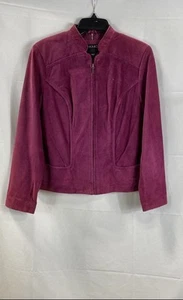 Bernardo Womens Purple Suede Leather Zip Outerwear Jacket S Fall Classic Petite - Picture 1 of 6