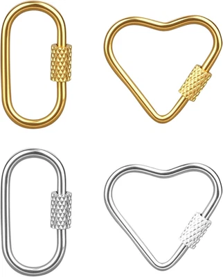 4stk Karabinerverschluss Schraubverschluss Klein Herz Ovaler Schlüsselring - Bild 1 von 4