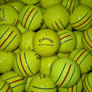 24 gelbe Callaway ERC Soft Triple Track 4A/5A gebrauchte Golfbälle AAAA / AAAAA - Bild 1 von 8