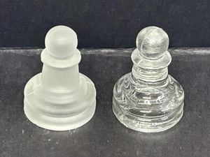 Pawn Glass Chess Replacement Piece - 1 Clear & 1 Frosted 1” Tall - Picture 1 of 2