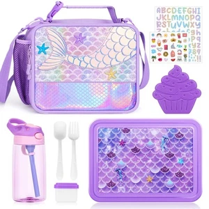 Mermaid Bento Box for Kids with Insulated Lunch Bag, Lunch box Set with kids ... - Picture 1 of 6