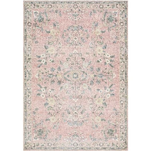 Jeaneen Traditional Light Grey/Rust Washable Area Rug - Picture 1 of 7