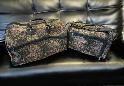 Conjunto de Bagagem Skyway Antigo Bagagem de Mão Sacolas de Viagem Pernoite Tapeçaria Floral Férias - Imagem 1 de 4