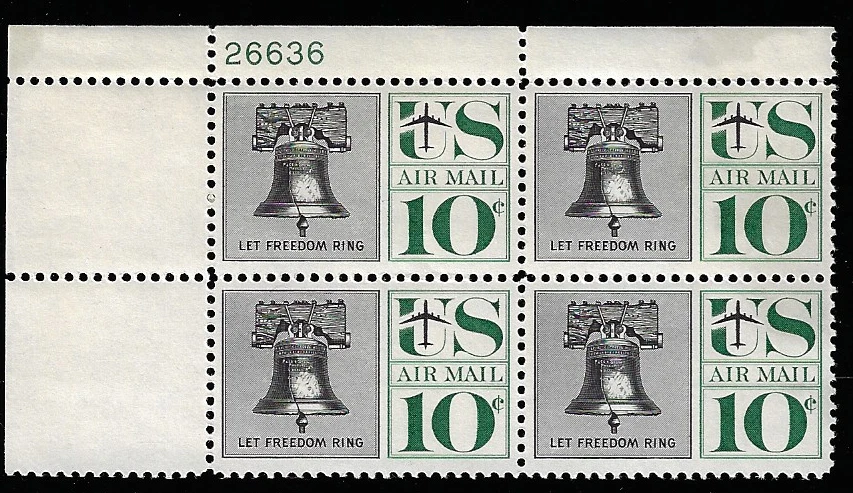 US Scott C57 Plate Block Mint Hinged Gum Disturbance SCV $4.50 - Image 1 of 1