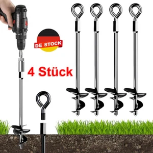 4tlg Bodenanker Erdanker Trampoline Set 37cm Spiral Sturmanker Anchor für Zelte - Bild 1 von 26