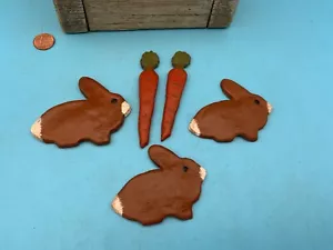 Salt Dough Easter Decorations - Bunnies & Carrot, Lot of 5 - Picture 1 of 6