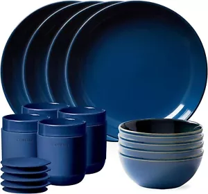 Corelle Stoneware 16-Pc Dinnerware Set Handcrafted Artisanal Double Bead Plates - Picture 1 of 7