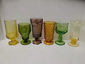 Vintage 6 nicht passende Regenbogen Weinkelche - gemischte farbige Gläser (3) - Bild 1 von 9