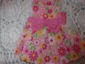 pink multi FLORAL Apron Dog Dress XS S Smoochie Pooch New pet Puppy xsmall small - Picture 1 of 3