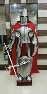 Traje de caballero medieval portátil de acero de armadura templaria combate armadura de cuerpo completo - Imagen 1 de 3