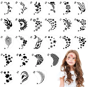SRIZIAN Pack of 25 Tattoo Stencils, Reusable Face Paint Stencils, Eye Tattoo ... - Picture 1 of 12
