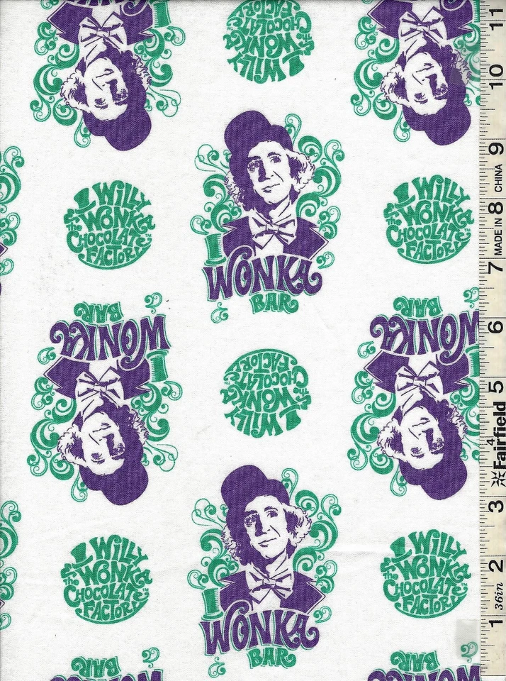 Tela de barras Willy Wonka blanca verde de Camelot Fabrics por parte Foto 1 de 1