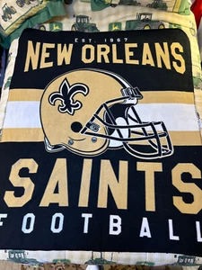 New Orleans Saints Football Fleece Throw Blanket ~ Northwest Brand ~ 48" x 60" - Picture 1 of 8
