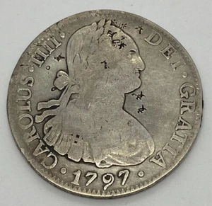 1797 Mexico 8 Reales Mo FM Spanish Colonial w/ great Chop Marks Nice Detail - Picture 1 of 6